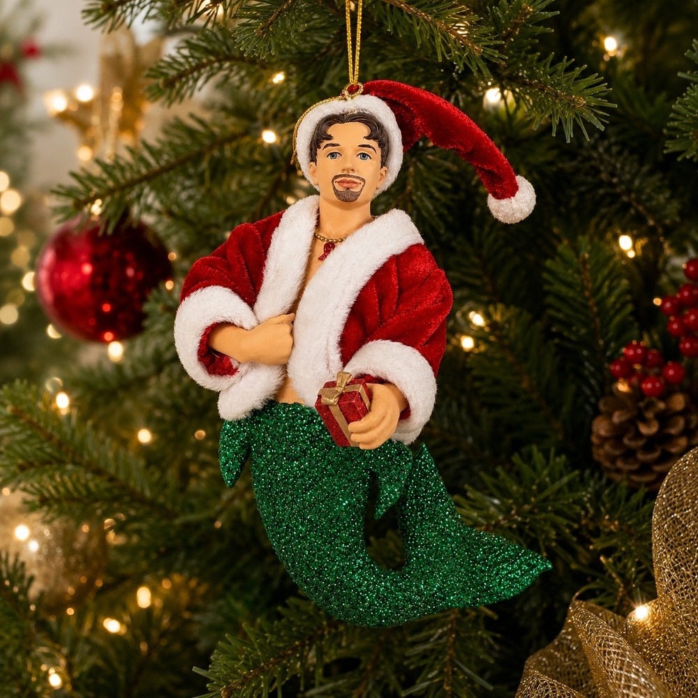 December Diamonds Santa Daddy AIDS Ornament 2006 LE 5000 Merman Mermaid w/ Box